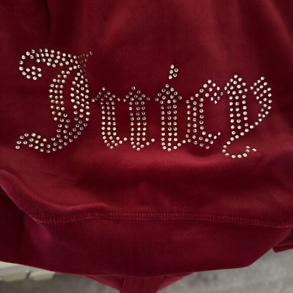 NWT Red LARGE $218 JUICY COUTURE Velour OG Bling Tracksuit Hoodie/Pant - Picture 4 of 8